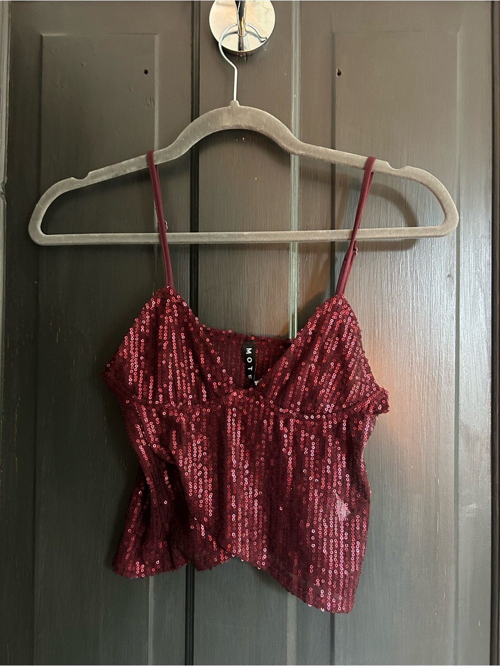 Motel Rocks Wine Red Sequin Camisole